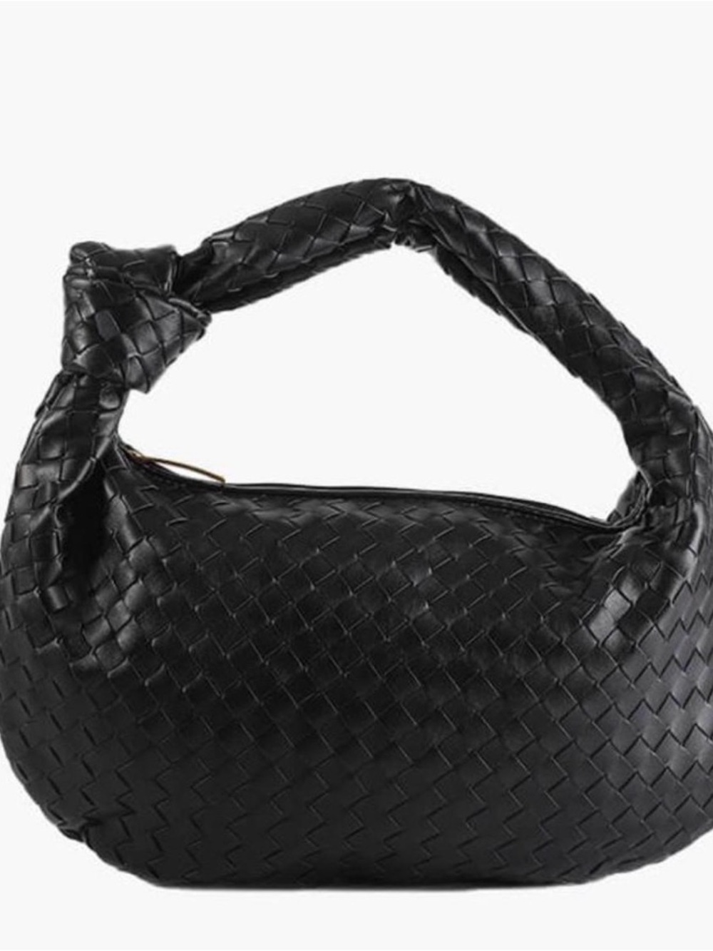 Anthropologie Black Woven Knot-Handle Hobo